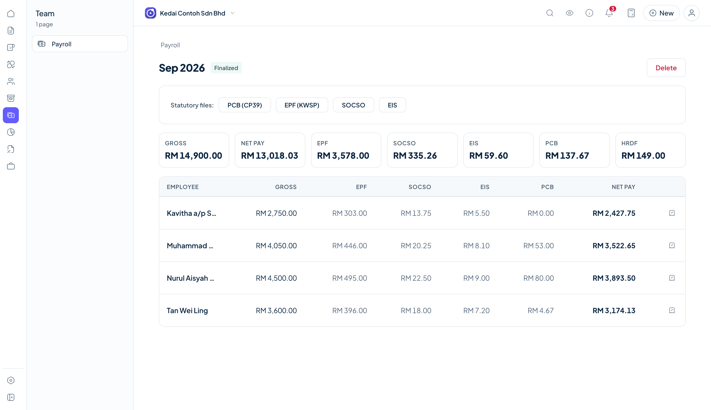 Orbit Finance payroll workspace for salaries and statutory contributions